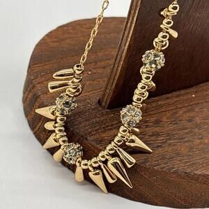 STELLA & DOT Spiked Renegade Cluster Reversible Necklace Gold Tone